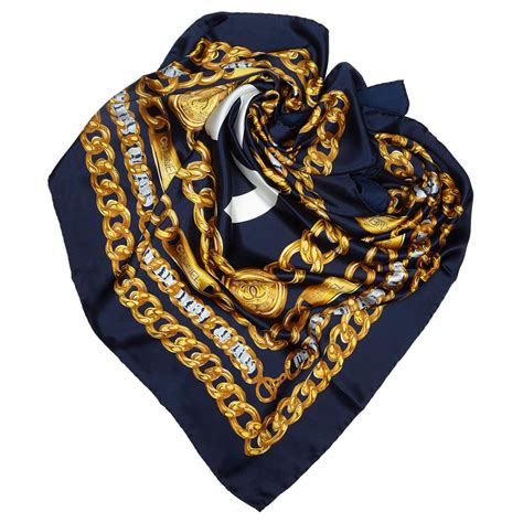 chanel scarf gold blue italy|chanel scarf collection.